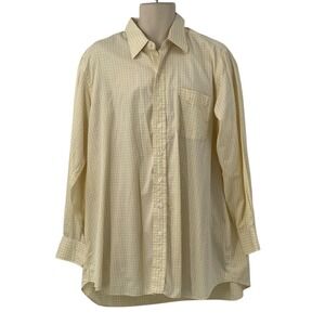 Hamilton Men's Long Sleeve Button Down Dress Shirt Yellow/Blue Check Size XL